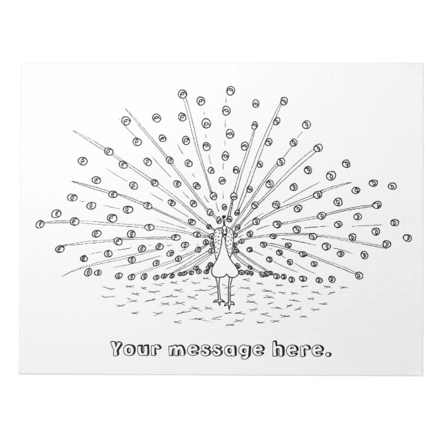 Colour in a Peacock Drawing Colouring Notepads (Front)