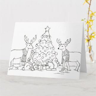 Colour in Animal Christmas Card