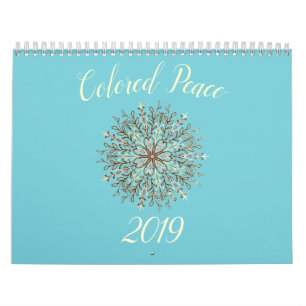 Colour-in black and white kaleidoscope mandala calendar