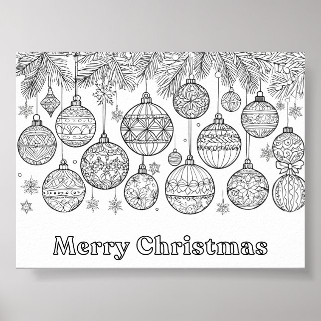 Colour In Christmas Baubles Ornaments Fun Colourin Poster (Front)