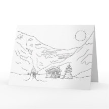 Colour in Christmas Landscape Card