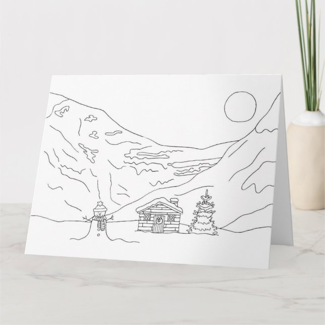 Colour in Christmas Landscape Card (Front)