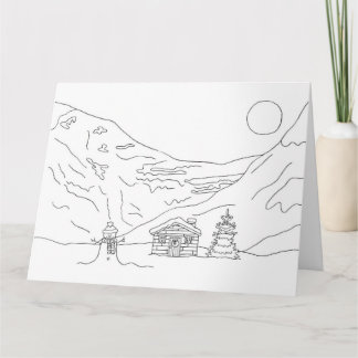 Colour in Christmas Landscape Card