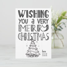 Colour-in Merry Christmas with Tree (1) Flat