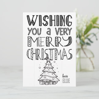 Colour-in Merry Christmas with Tree (1) Flat Card