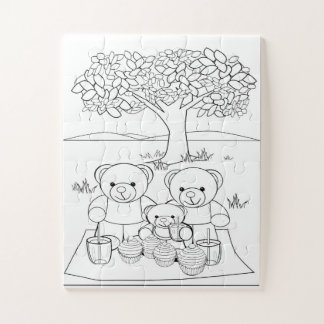 Colour In Teddy Bears Picnic Jigsaw Puzzle