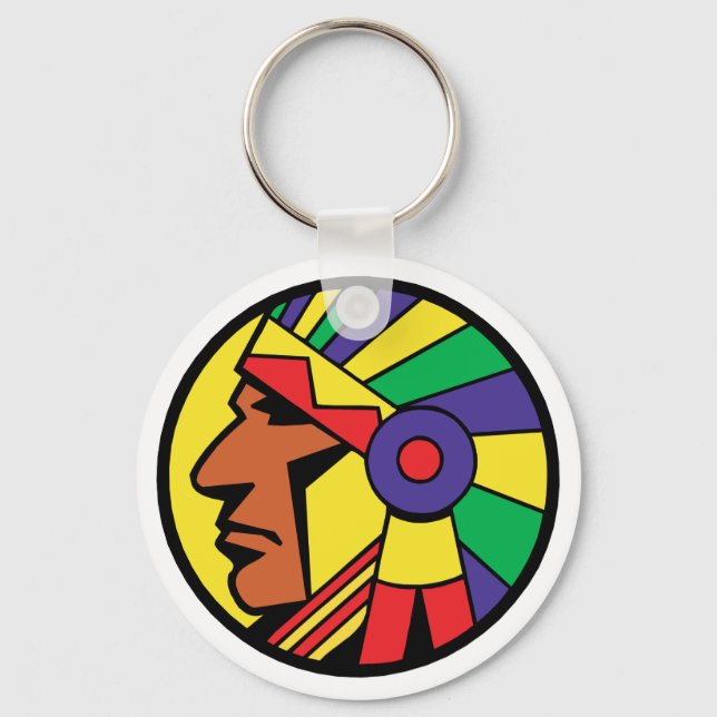 Colour Indian Head Key Ring (Front)