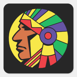 Colour Indian Head Square Sticker