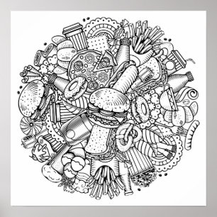 Colour It Poster Fast Food Art