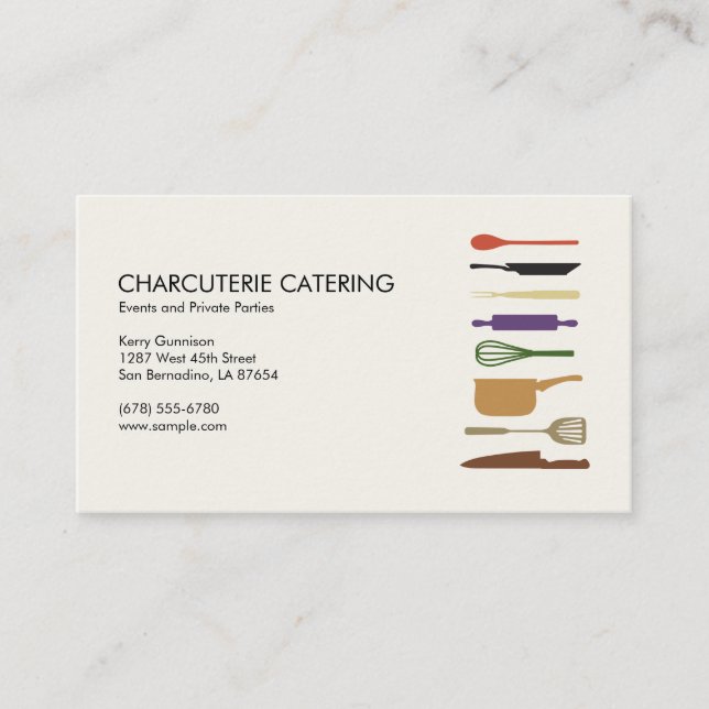 Colour Kitchen Tools Catering Business Card (Front)