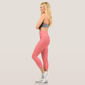 colour light red capri leggings