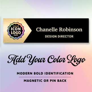 Colour Logo Classic Black Gold Chevron Business ID Name Tag