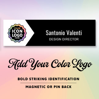 Colour Logo Classic Black White Chevron Business I Name Tag