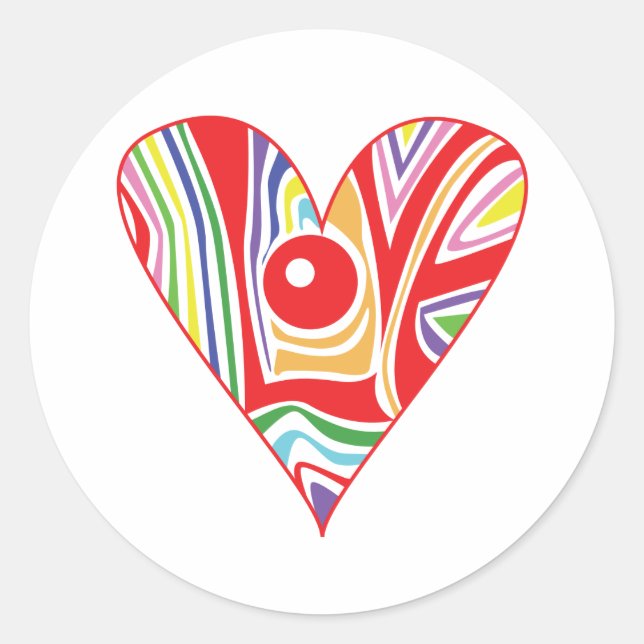 Colour LOVE heart Classic Round Sticker (Front)