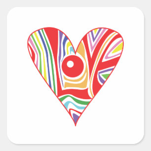 Colour LOVE heart Square Sticker