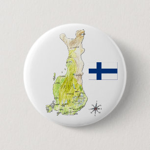 Colour Map of Finland Drawing Badge Pin Button