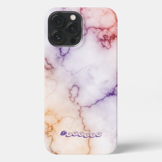 Colour Marble Pattern Personalisation iPhone Case (Back)