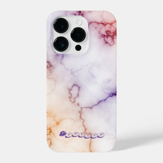 Colour Marble Pattern Personalisation iPhone Case (Back)