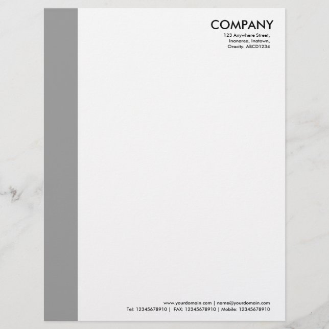 Colour Margin - Grey Customised Letterhead (Front)