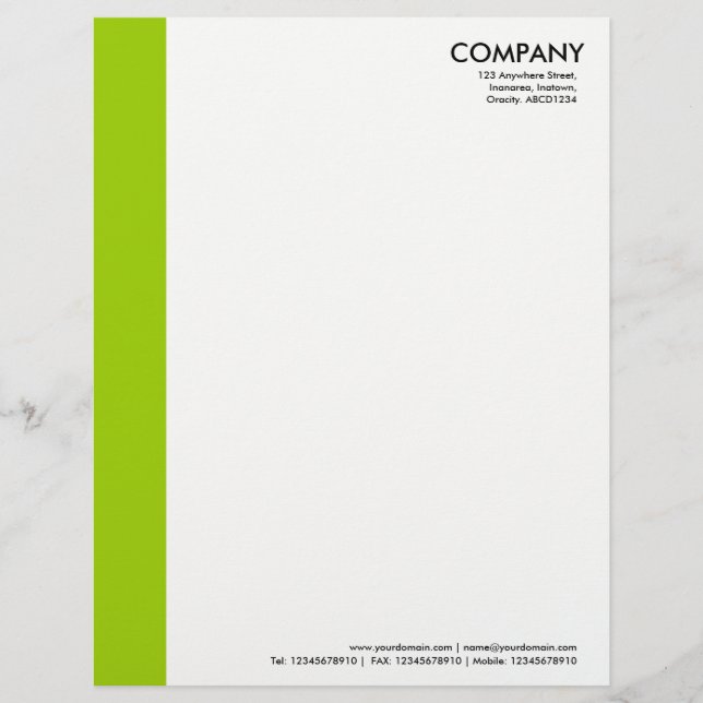 Colour Margin - Martian Green Letterhead Template (Front)