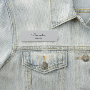 Colour Match Business Company Staff   Cool Grey Name Tag