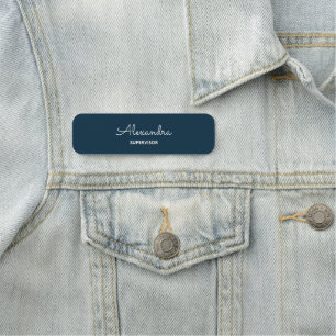 Colour Match Business Company Staff Navy Blue Name Tag