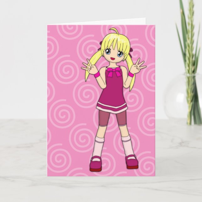 Colour Me Anime Birthday Card (Front)
