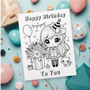 Colour Me Anime Girl's Birthday