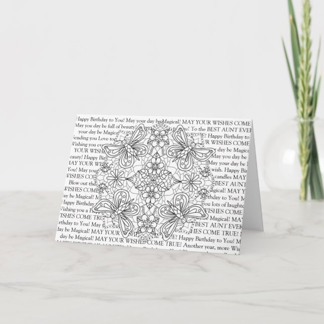 Colour Me, Aunt's Birthday Butterflies and Flowers Card (Front)
