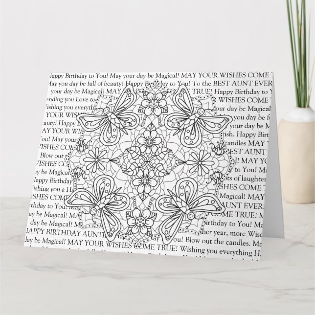 Colour Me, Aunt's Birthday Dragonflies and Flowers Card (Front)