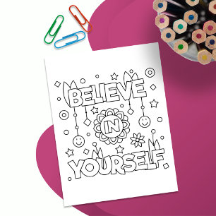 Colour Me Believe In Yourself Kids Activity Cards