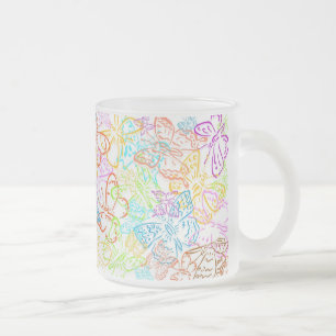 Colour Me Butterflies Frosted Glass Coffee Mug