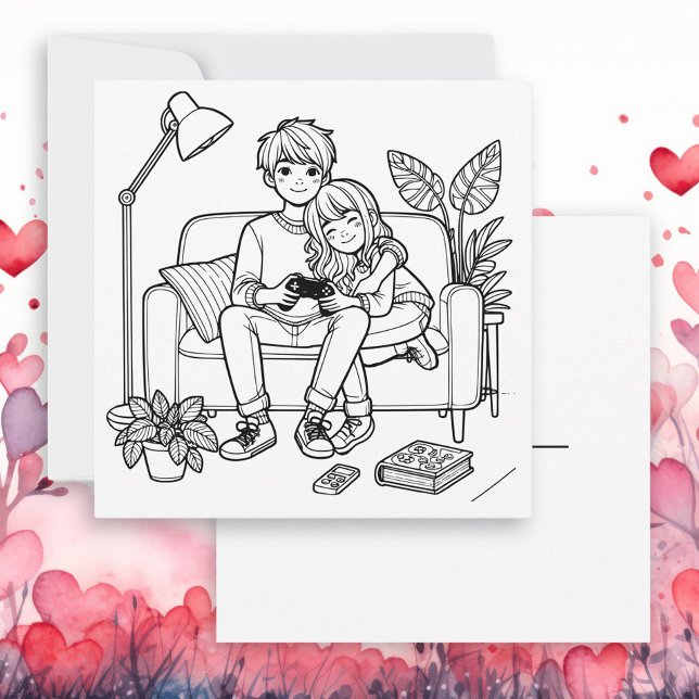 Colour Me Card | Anime Girl Boy Gaming (Creator Uploaded)