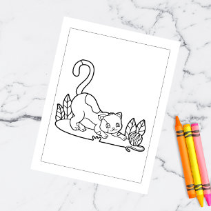 Colour Me Cat Playing Yarn   Kids Activity Cards