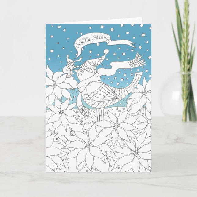 Colour Me Christmas Colouring Book Art Holiday Card (Front)