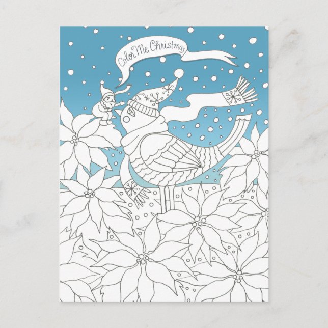 Colour Me Christmas Colouring Book Art Holiday Postcard (Front)