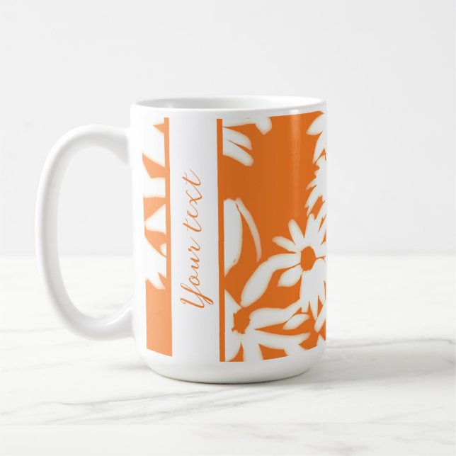 Colour Me Daisies Citrus Orange Coffee Mug (Left)