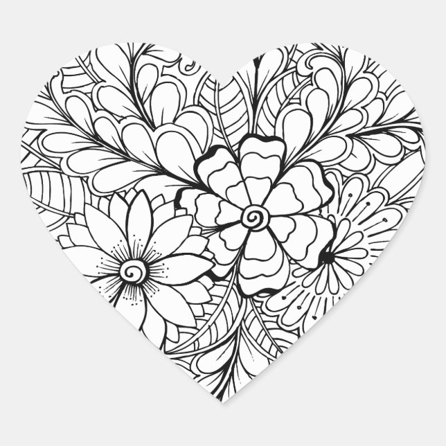 Colour Me Floral Group DIY Doodle Heart Sticker (Front)