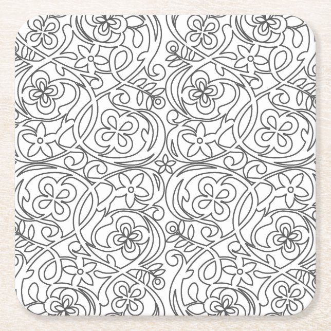 colour me flowers and vines coaster (Front)