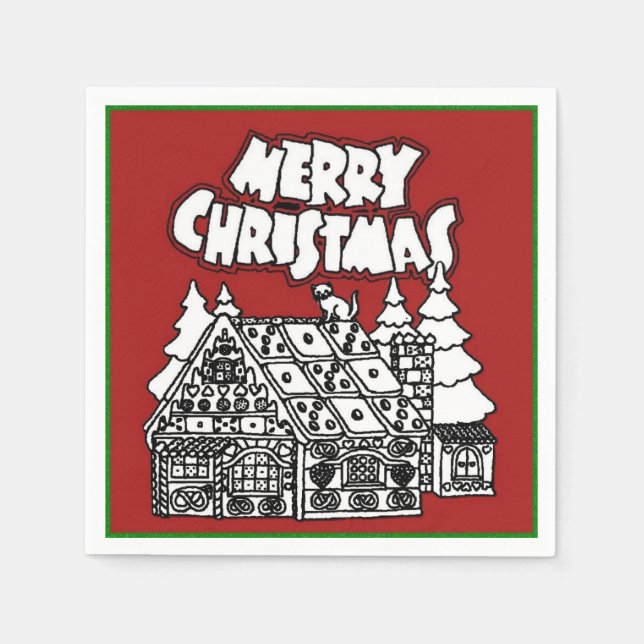 Colour Me Gingerbread House Christmas Napkins (Front)