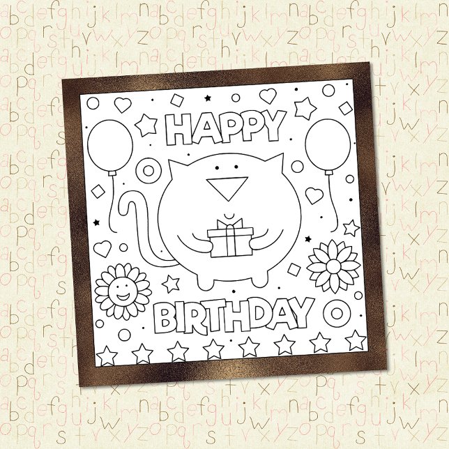 Colour Me Happy Birthday Cat | Activity Card (Creator Uploaded)