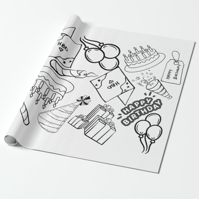 Colour Me - Happy Birthday Wrapping Paper  (Unrolled)