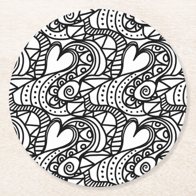 colour me heart doodle coaster (Front)