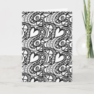colour me heart doodle greeting card