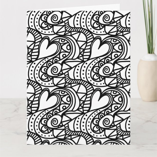 colour me heart doodle greeting card (Front)