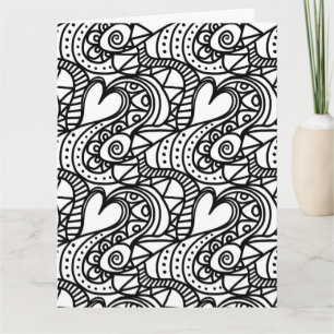 colour me heart doodle greeting card