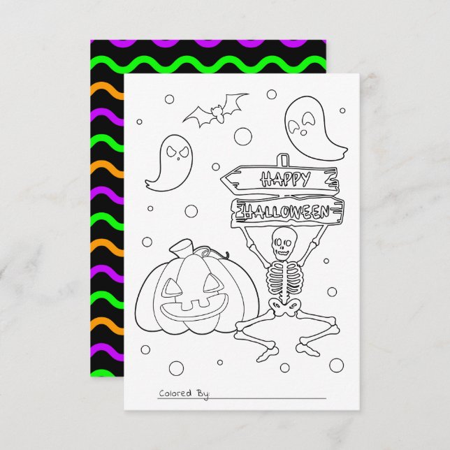 Colour Me Kids Halloween Colouring Activity Card (Front/Back)
