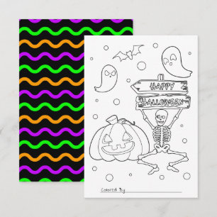 Colour Me Kids Halloween Colouring Activity Card
