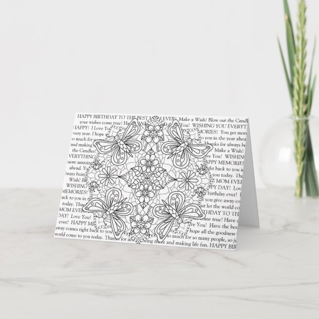 Colour Me, Mum's Birthday Dragonflies and Flowers  Card (Front)