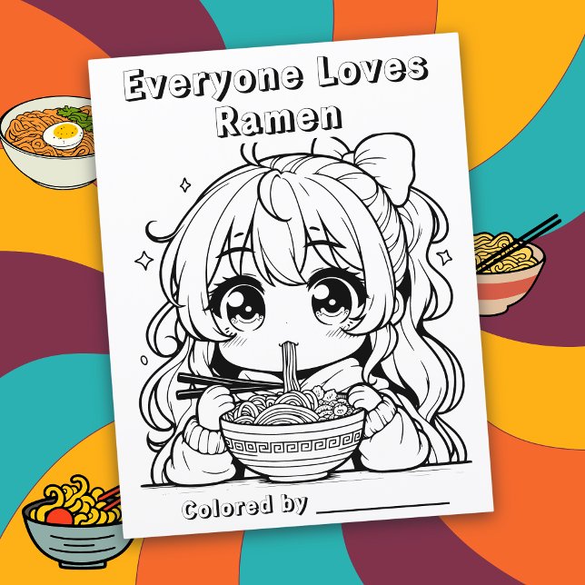 Colour Me Page | Anime Girl Eating Ramen (Creator Uploaded)